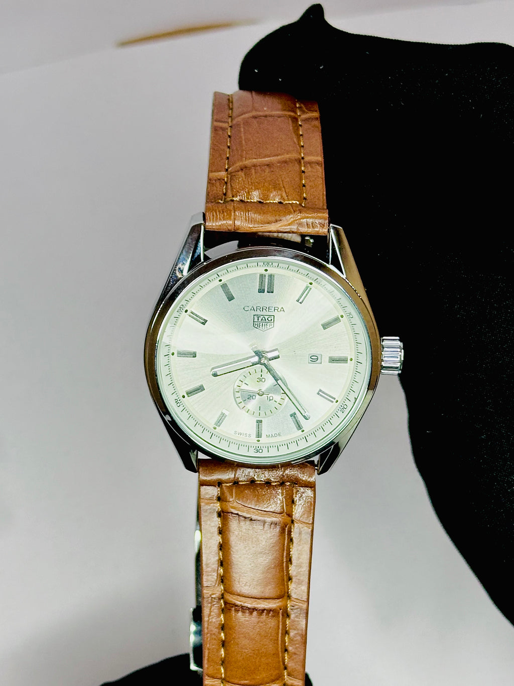 TAG Heuer Carrera Classic Leather Watch (White Dial)