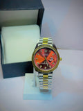 RELAX Two-Tone Luxury Wrist Watch – Red Dial (Date Display)