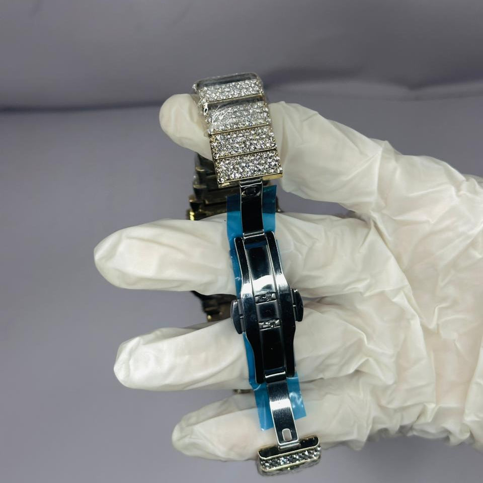 Luxury Iced-Out Gold Bracelet Watch