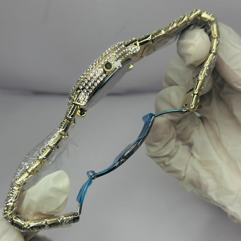Luxury Iced-Out Gold Bracelet Watch