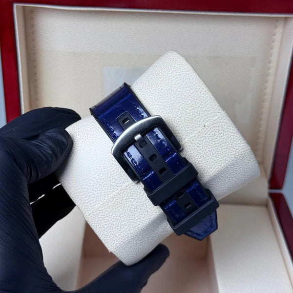 FM blue strap with white diamond watch